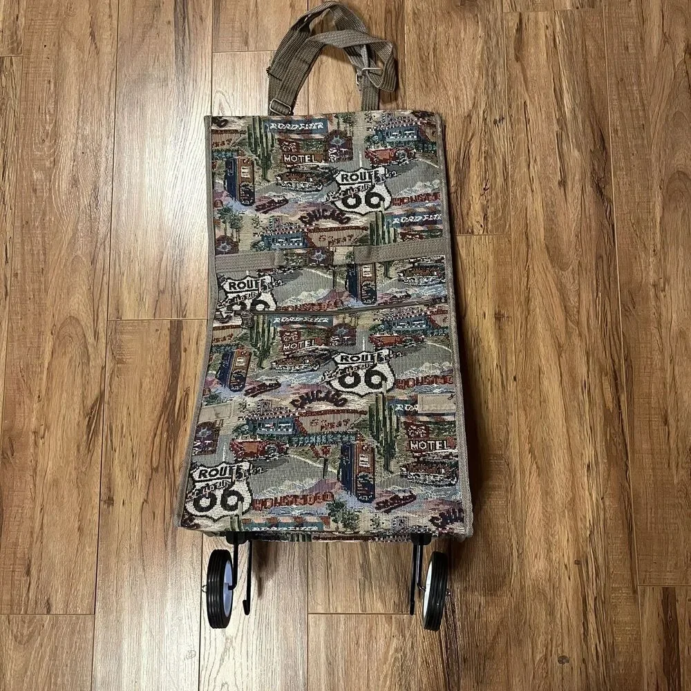 Jade - ROUTE 66 Roller Travel Shopping Bag Foldable Wheels Zips Carry on Luggage